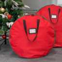 24x7 inchs Wreath Storage Container,Red Single storage bag,Heavy Duty 600D Oxford Cloth,Garland Wreaths Container For Xmas Holiday Wreaths Storage Holder