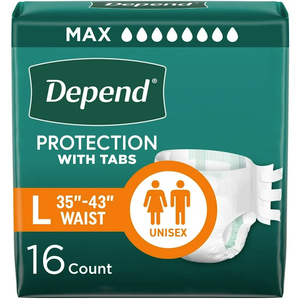 Depend Protection with Tabs Maximum Briefs, Large,16 count ( Pack of 3)