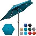 Blissun 7.5 ft Solar Umbrella, 18 LED Lighted Patio Umbrella, Table Market Umbrella, (Cerulean)