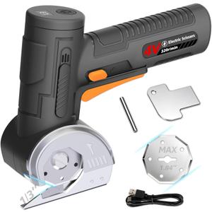 2026 Upgraded Cordless Electric Scissors - Larger 1.84" Tungsten Blade, Wider Opening, 320 RPM, 1/3" Max Thickness, 3-Speed & LED Display, Cardboard Cutter Designed for Cardboard Box, Black