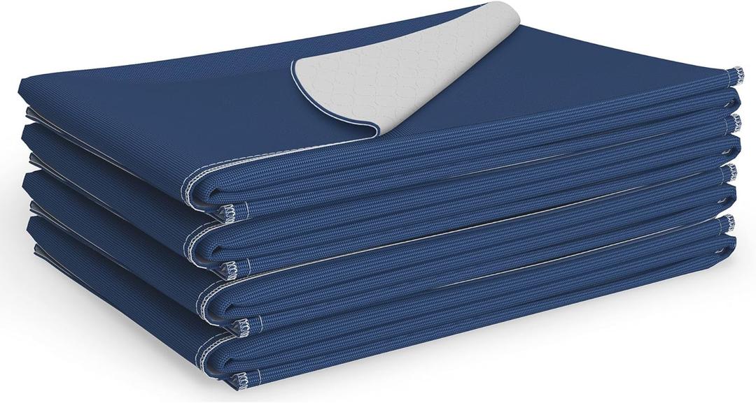 Medline Sofnit 300, Pack of 4 Large Washable Blue Underpads, 34x 36 for Use as Reusable Pet Pads, Reusable Bed Pads, Great for Dogs, Cats and Bunnies (34" x 36" (Pack of 4), Navy)