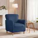 Stretch Chair Covers with Arms 1-Piece Banquet Armchair Slipcover Velvet Mid Century Modern Armchair Slipcover Anti-Slip Furniture Protector for Living Room Friendly for Kids Pets (Navy)