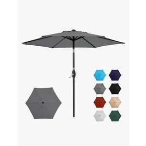 SUNVIVI OUTDOOR 7.5' Outdoor Patio Umbrella, Patio Umbrella, Market Umbrella, Metal Pole Umbrella with Push Button Tilt and Crank, 6 Ribs, Polyester Canopy