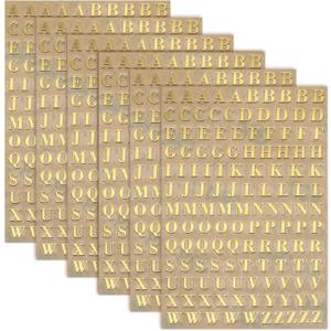 uxcell 6 Sheets Letter Stickers 0.18" 3D Mini Letter Sticker Metal Self Adhesive Alphabet Stickers for Scrapbooking DIY Poster Craft Wall Doors Sign Decor(Gold, Uppercase) (6 x 9.5 mm/2.4 x 3.7inches)