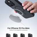 3 x Lamicall Magnetic Case for iPhone 15 Pro Max, for Magsafe - [Diamond Textured Anti-Slip Edge] [Military Grade Shockproof Protection] Translucent Hard Slim Magnet Protective Cover (Black)