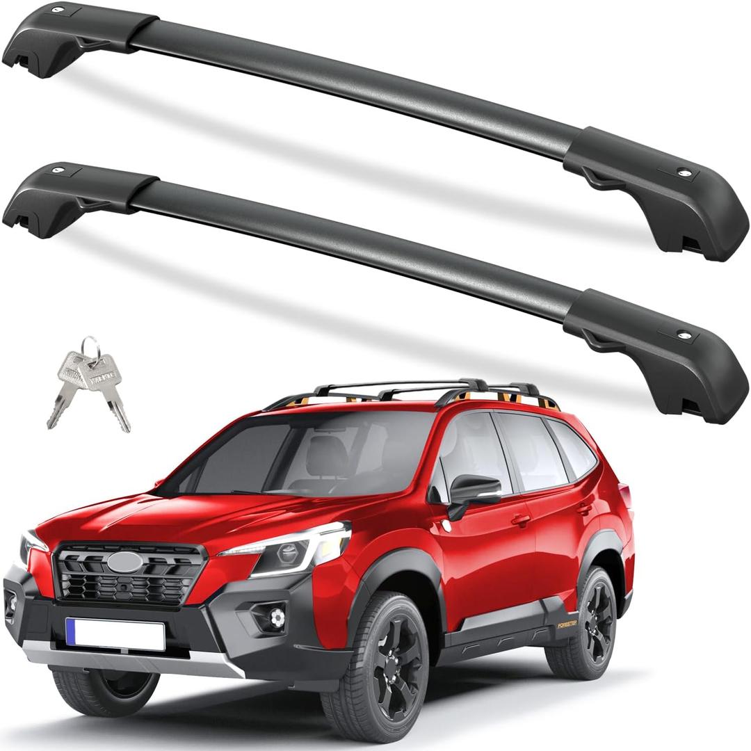 Tuyoung 300lbs Roof Rack Cross Bars Compatible with Subaru Forester Wilderness 2022-2026 with Raised Side Rails, Lockable Heavy Duty Aluminum Roof Crossbars Rooftop Luggage Racks Carrier