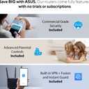 ASUS RT-AX1800S Dual Band WiFi 6 Extendable Router, Subscription-Free Network Security, Parental Control, Built-in VPN, AiMesh Compatible, Gaming & Streaming, Smart Home