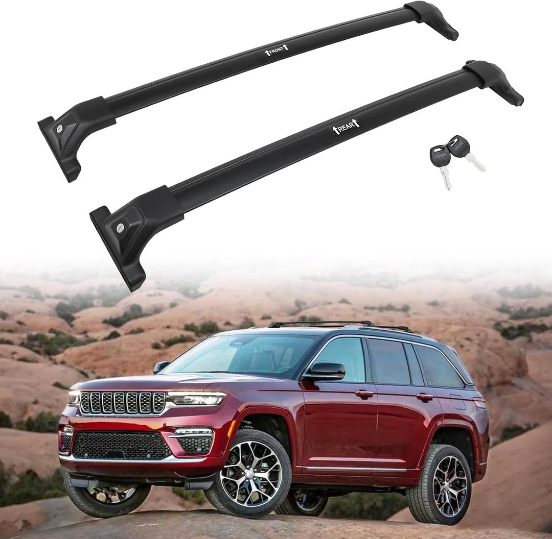 HEKA 2021-2026 Roof Rack Cross Bars for Jeep Grand Cherokee L & WL - 330 LBS Heavy Duty Aluminum, Lockable, Low Wind Noise, Sleek Hidden Hardware