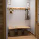 SKOLOO Wall Mounted Coat Rack 38", 10 Hooks, Bamboo, Shaker Style, Natural