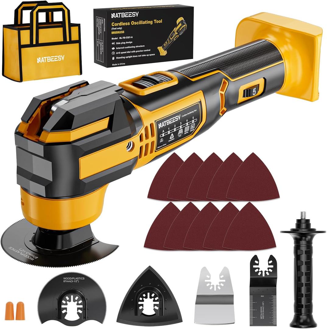 Upgraded Oscillating Multi-Tool Compatible with DeWalt 20V Battery, Cordless Oscillating Tool with Multi-Damp Suspension System, Brushless Motor, 21000 OPM & 4.5Swing for Fast Smooth Cutting