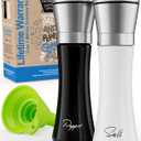 HOME EC Stainless Steel Salt and Pepper Grinder Set of 2 - Adjustable Ceramic Sea Salt Grinder & Pepper Grinder - Glass Salt and Pepper Shakers - Pepper Mill & Salt Mill W/Funnel - Black and White