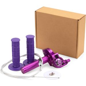 XINGWU Mini Bike Throttle Kit Universal 7/8" 22mm CNC Quick Action Twist Throttle with Cable Throttle Assembly for CRF KLX SSR TTR 50cc-250cc Dirt Pit Bike Mini Bike ATV Motorcycle (Purple)
