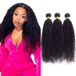 Kinky Curly Human Hair Bundles 30 32 34 Inch Curly Wave 3 Bundles Human Hair Double Weft Unprocessed Brazilian Remy Hair Extensions Quick Weave Deals