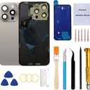 Rear Back Glass Replacement for iPhone 15 Pro Max 6.7-inches with Reparing Tool Kit and All Necessary Parts (Natural Titanium)
