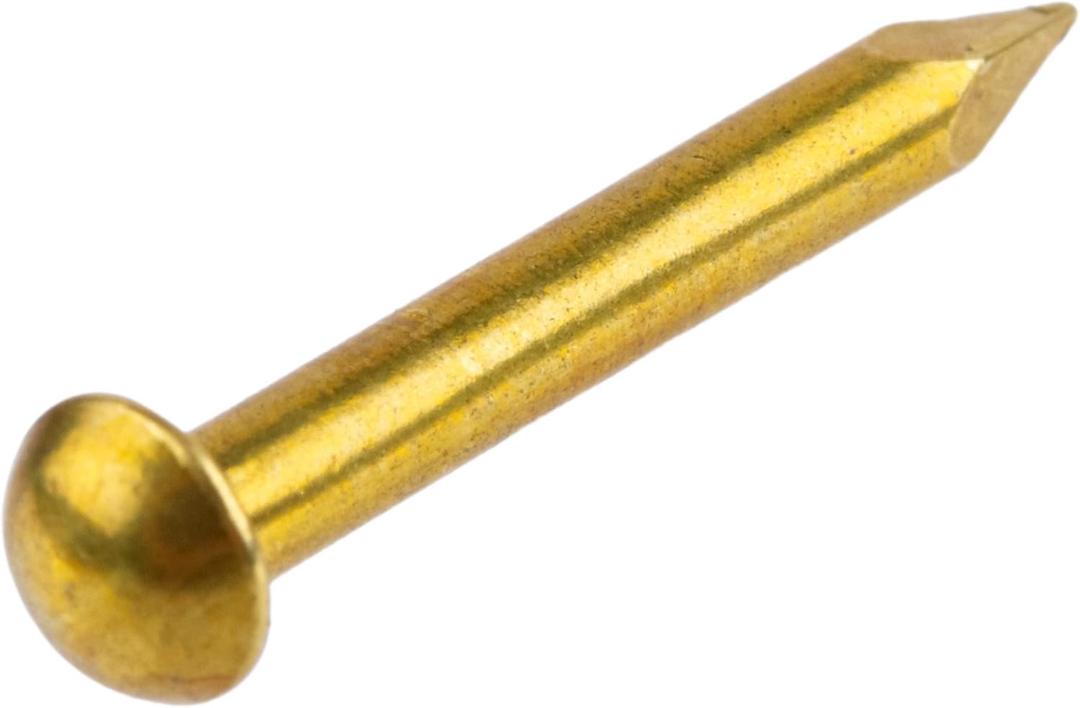 Solid Brass Escutcheon Pins - 1/2" Long - Pack of 100 - Small Round Head Nails - Decorative Nails for Wood - EP1-B