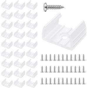 Blulu 200 Pcs Christmas LED Strip Light Clips with 200 Screws Neon Mounting Bracket Support Clips Fit 14.5mm to 16.5mm Silicone LED Strip Lighting