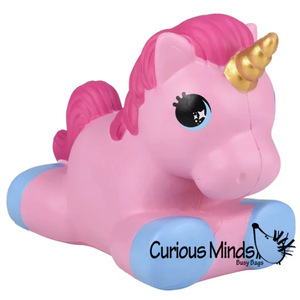 12" Jumbo Pony Unicorn Squishy Slow Rise Foam Pet Animal Toy - Scented Sensory, Stress, Fidget Toy (Blue/Pink)