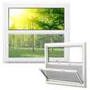 Pushglossy 30" x 27" Mobile Home Window Insulated Vinyl Low E Mobile Home Windows Replacement, Lower Tilt Sash Screen Included, Clear Double Pane Glass, Single Hung for House Basement Parts, White