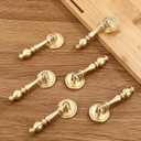 Roowest 6 Pack Solid Brass Drop Cabinet Pulls 2.5 Inch, Brushed Gold Cabinet Knobs for Dresser and Drawers, Decorative Vintage Brass Cupboard Knob Durable Pendant Knobs for Kitchen Cabinets Wardrobe