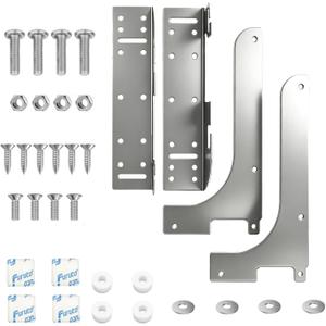 6-Way Adjustable Door Mount Kit, Heavy Duty Cabinet Brackets Compatible with Rev-A-Shelf 5WB1, 5WB2 & 5CW2 Pull-Out Trash Cans & Organizers, Silver
