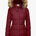 Women's Winter Thicken Puffer Coat Warm Jacket with Faux Fur Removable Hood, XL