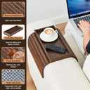 LOVYANXUE Couch Arm Tray, Anti-Falling Bamboo Sofa Arm Tray Table, Foldable & Portable Armrest Tray Cup Holder Side Table for Drinks, Coffee, Phone, Snacks, Remote