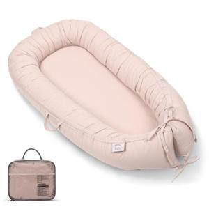 EAQ Baby Lounger Cover Snuggle Me Lounger, Portable Baby Nest Cover Breathable & Soft, Organic Cotton Baby Lounger Pillow, Safe Baby Bassinet for Travel, Playtime (Apricot)