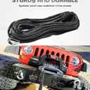 1/5'' x 50FT Winch Rope, Car Accessories Synthetic Winch Rope,10000LBS Winch Cable with Protective Sleeve and Thimble, Automotive Replacement, Suitable for Off-Road Vehicles, UTV, ATV, SUV (Black)