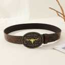 Verdusa Women's Vintage Western Leather Buckle Belt (Brown, 90)