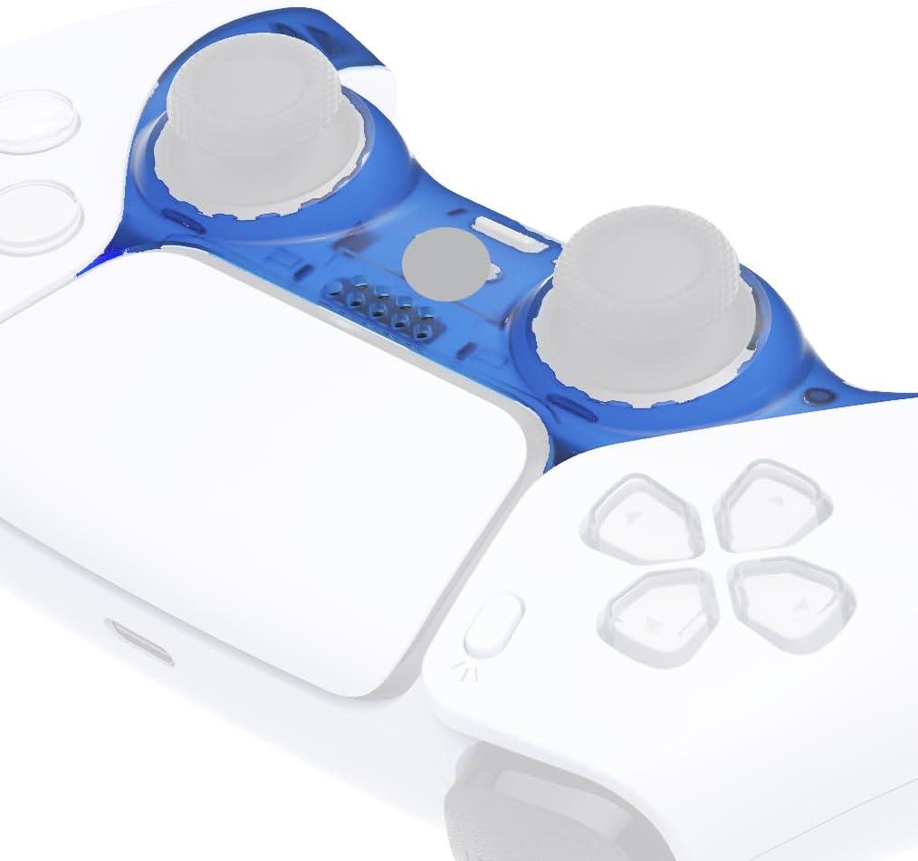 eXtremeRate Clear Blue Decorative Trim Shell Compatible with p s 5 Controller, DIY Replacement Clip Shell, Custom Plates Cover Compatible with p s 5 Controller with Accent Rings