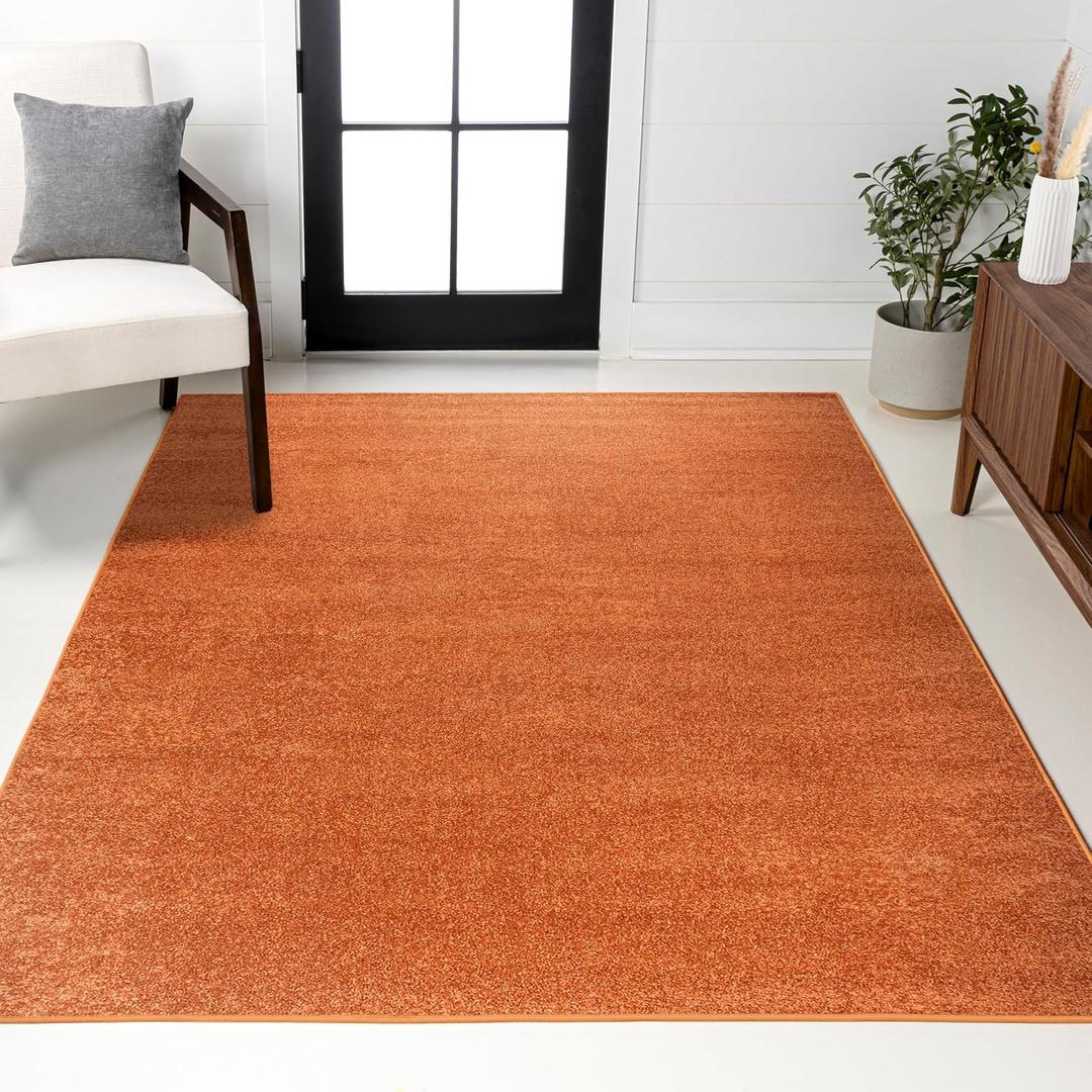 JONATHAN Y Haze Solid Low-Pile Orange Indoor Area Rug 6x9, Coastal,Bohemian,Minimalist,Classic, Easy-Cleaning for Living Room,Bedroom,Kitchen,Pet Friendly,Non-Shedding (SEU100M-6)
