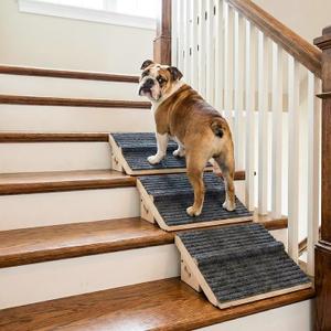 3 Pack Wooden Dog Ramp for Stairs,Friendly to Short-Legged/Small/Injured/Aged Dogs with High Support,13L*9W*5H''+26Slope Fits Your Staircase,with Anti-Slip Pads for Climbing Safely,Stairs Assist