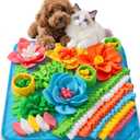 Snuffle Mat for Dogs Cats Rabbits, Pet Treats Feeding Mat, 15.4 x 15.4 inch for Small & Medium, Felt Wool Dog Sniff Mats for Slow Feed, Rabbit Foraging Mats, Relieve Anxiety, with Anti-Slip Bottom (Blue)