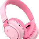 Kids Headphones Bluetooth 5.3 Wireless Lightweight Fast Charging 68 Hours Play Time Volume Limited 85/94dB Over Ear Foldable with Built-in Mic for Toddler Boy Girl Tablet Pad Pink