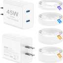 45W iPhone 17 16 15 Charger Fast Charging, 2Pack Dual Port USB C Charger Block with Long 60W 3/6/10/10FT USB C to C Cable, PD 3.0 Wall Charger Plug for iPhone 17/16 Pro Max/15 Series/iPad Pro