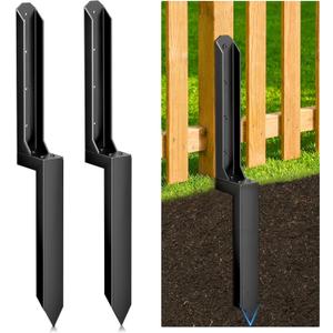 2 Pack Fence Post Repair Kit, Heavy Duty Steel Ground Spike Anchor for Fixing Leaning or Broken 4x4 & 6x6 Wood Posts, No Dig Drive-in Support for Yard, Garden & Fence
