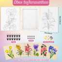 COCHIE 6 Pack 8x10 Inches Flower Pre Drawn Canvas to Paint for Sip and Paint Party, Pre Printed Framed Canvases Set, Floral Tulip Violet Pre Sketched Canvas for Painting for Adults Kids
