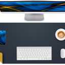 CEBOWA Dual-Sided Leather Desk Pad Protector- Non-Slip PU Desk Mat, Waterproof Office Blotter for Keyboard & Mouse | Desktop Mat | Home Office Accessories (35.4"x17", Yellow Blue)