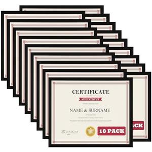 Giftgarden 8.5x11 Picture Frame Set of 18, Multi 8.5 by 11 Certificate Frames Bulk for Award Diploma Document office Wall or Tabletop Display, Black