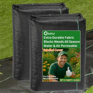 HOOPLE 3FT x100FT Weed Barrier Landscape Fabric Heavy Duty 3.2oz - Woven Polypropylene Ground Cover for DIY Gardening, Commercial Driveways, Erosion Control | Landscaping Fabric with Grommet Edges HOOPLE 3FT x100FT Weed Barrier Landscape Fabric Heavy Duty 3.2oz - Woven Polypropylene Ground Cover for DIY Gardening, Commercial Driveways, Erosion Control | Landscaping Fabric with Grommet Edges