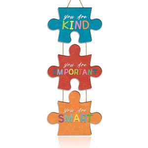 Motivational Quote Wall Hanging Sign,You Are Kind Wall Sign,Classroom Door Sign,You Are Smart Positive Quotes Wooden Hanging for Kids,Classroom Door Hanger for School Playroom Nursery (Colourful)