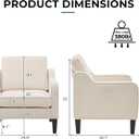 VINGLI Mid Century Modern Accent Chair, Beige Fabric Accent Chairs for Living Room Upholstered Armchair Sofa with Scooped Arms for Bedroom, Apartment, Studio, Office, Waiting Room, 29.9 inches x 30.7 inches x 33 inches