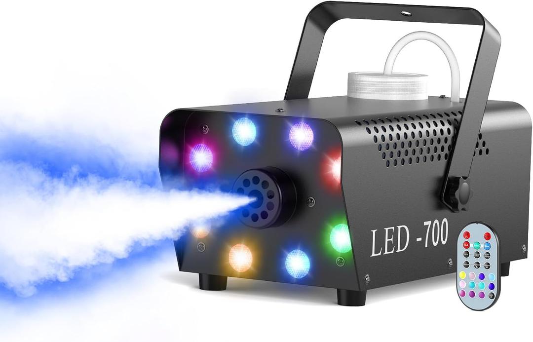 700W Fog Machine with 8 RGB LED Lights, Smoke Machine with 14 Colorful LED Lights Effect for Stage Party Halloween Christmas DJ Performance Wedding