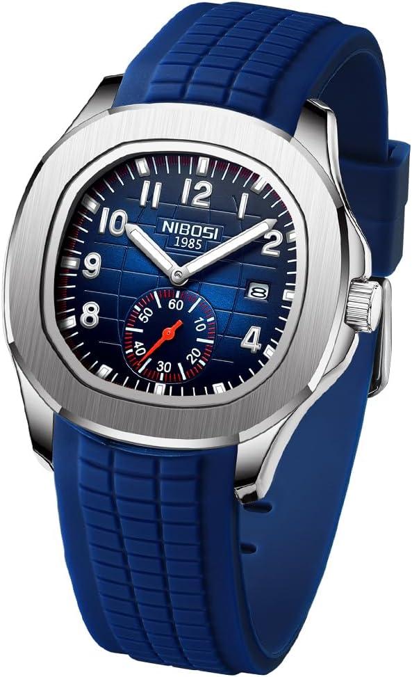 NIBOSI Watch for Men Square Fashion Easy Read Waterproof Business Stainless Luxury Analog Simple Dress Dad Father Gifts Gold Black Wrist Watches