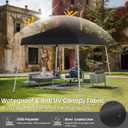 10x10 Pop Up Canopy, 300D Silver Coated Black Fabric Outdoor Gazebo, Beach Tent Slant Legs with Storage Bag,Easy Up Sun Shade Shelter Tents with 8x8 Top Cover for Patio,Party