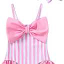 Mioglrie Toddler Baby Girl Swimsuit Infant Bathing Suits Summer Beach Swim Suit Newborn One Piece Swimwear for Girls (6-12 Months, Streak Pink)