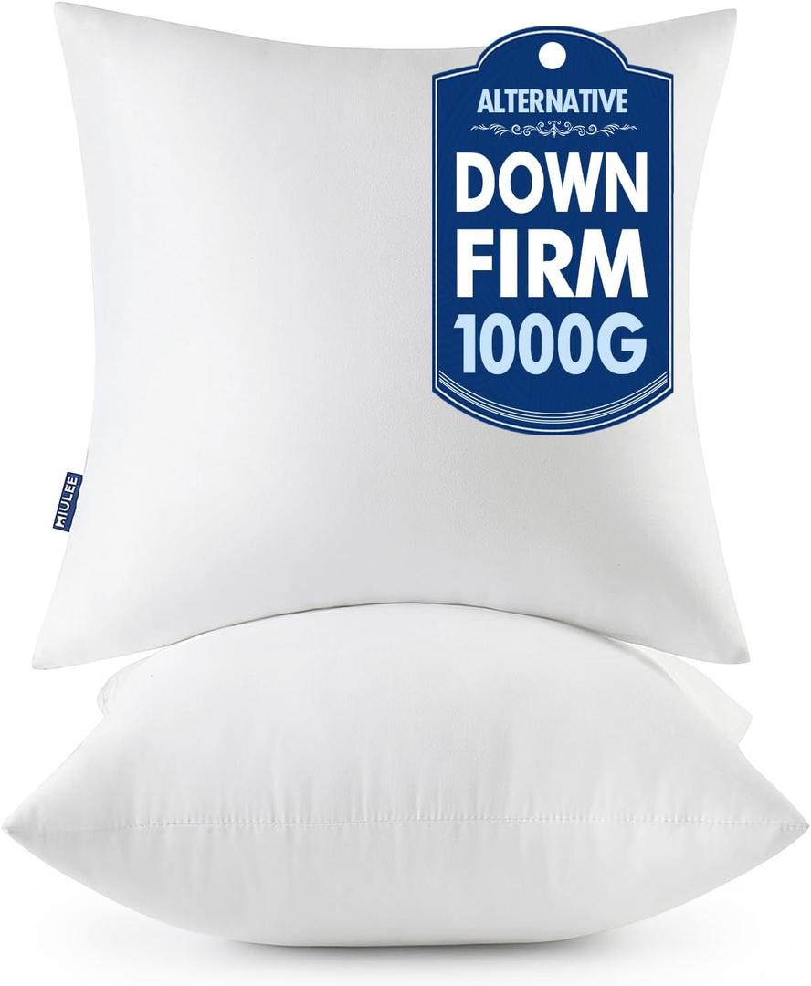 MIULEE Throw Pillows Inserts, Pack of 2 28x28 Inch 100% Virgin Fiber Filling Bed Couch Pillows