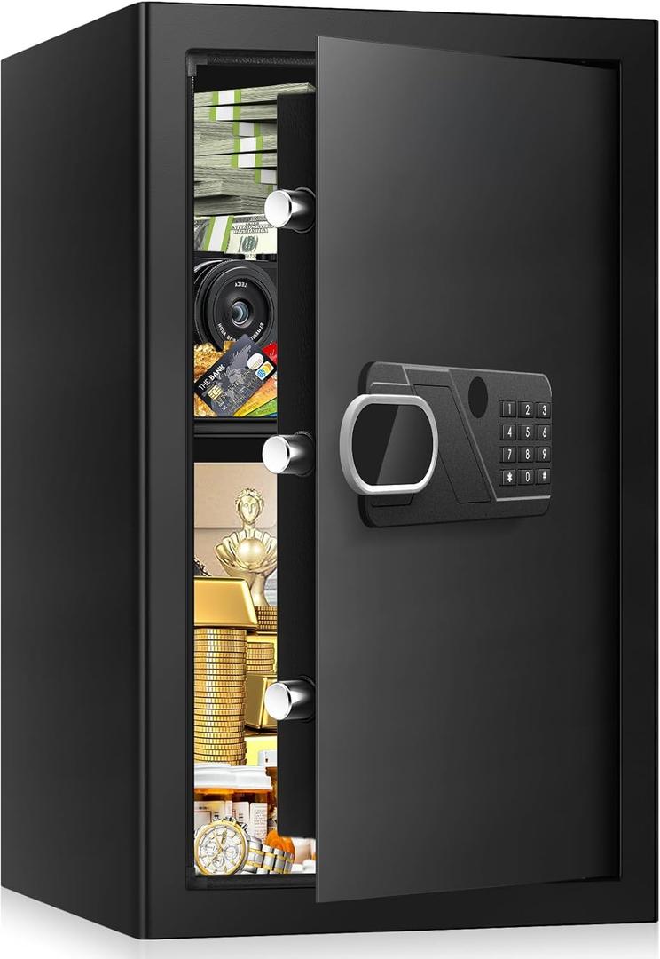 3.3 Cuft Safes for Home Use Fire and Water Proof, Anti-Theft Digital Security Safe Box With Programmable Keypad & Spare Keys, Home Safes Water and Fireproof for Documents Money Valuables