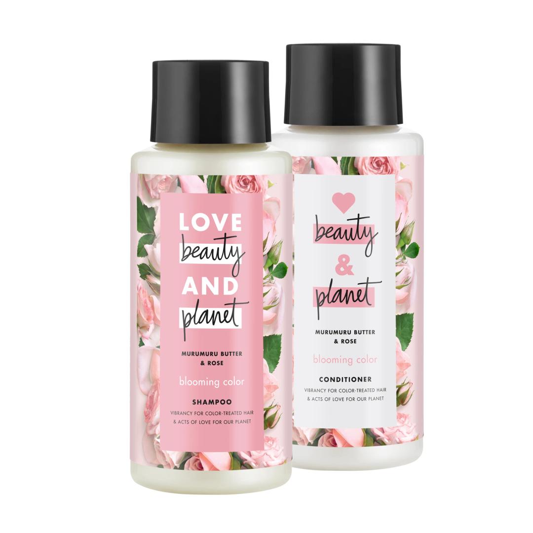 Love Beauty and Planet Shampoo & Conditioner Murumuru Butter & Rose 2 Count for Color-Treated Hair Shampoo and Conditioner Silicone Free, Paraben Free and Vegan 13.5 oz