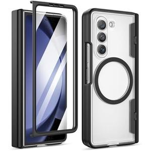 Maxdara for Z Fold 5 Case [Compatible with Magsafe], with Hinge Protection and Built-in Screen Protector Magnet Magnetic Translucent Cover for Samsung Galaxy Z Fold 5 (Black)